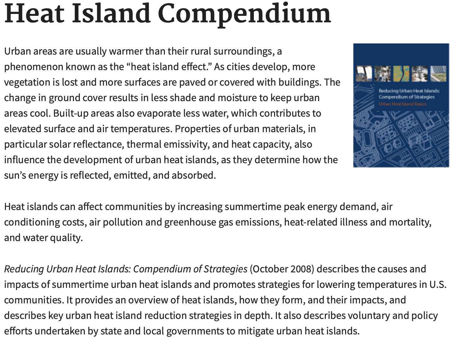 Reducing Urban Heat Islands